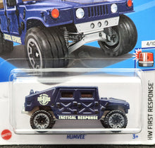 Load image into Gallery viewer, Hot Wheels 2024 Humvee Dark Blue #33 HW First Response 4/10 New Long Card
