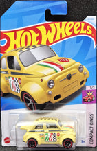 Load image into Gallery viewer, Hot Wheels 2024 &#39;60s Fiat 500D Modificado Light Yellow #117 Compact Kings 5/5 New Long Card
