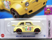 Load image into Gallery viewer, Hot Wheels 2024 &#39;60s Fiat 500D Modificado Light Yellow #117 Compact Kings 5/5 New Long Card
