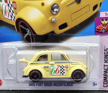 Load image into Gallery viewer, Hot Wheels 2024 &#39;60s Fiat 500D Modificado Light Yellow #117 Compact Kings 5/5 New Long Card
