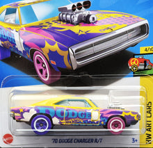 Load image into Gallery viewer, Hot Wheels 2024 &#39;70 Dodge Charger R/T Yellow #108 HW Art Cars 4/10 New Long Card
