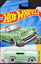 Load image into Gallery viewer, Hot Wheels 2024 &#39;57 Chevy Light Green #121 HW Art Cars 6/10 New Long Card
