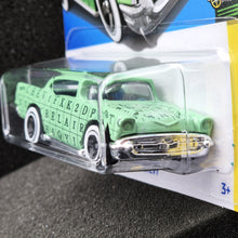 Load image into Gallery viewer, Hot Wheels 2024 &#39;57 Chevy Light Green #121 HW Art Cars 6/10 New Long Card
