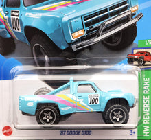 Load image into Gallery viewer, Hot Wheels 2024 &#39;87 Dodge D100 Cyan #38 HW Reverse Rake 1/5 New Long Card
