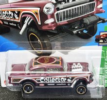 Load image into Gallery viewer, Hot Wheels 2024 &#39;55 Chevy Bel Air Gasser Maroon #63 HW Reverse Rake 2/5 New Long Card
