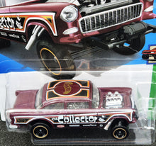 Load image into Gallery viewer, Hot Wheels 2024 &#39;55 Chevy Bel Air Gasser Maroon #63 HW Reverse Rake 2/5 New Long Card
