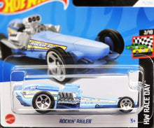 Load image into Gallery viewer, Hot Wheels 2024 Rockin&#39;Railer Light Blue #75 HW Race Day 2/10 New
