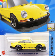 Load image into Gallery viewer, Hot Wheels 2024 Porsche 911 Carrera RS 2.7 Yellow #46 Factory Fresh 4/10 New Long Card
