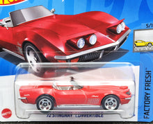 Load image into Gallery viewer, Hot Wheels 2024 &#39;72 Stingray Convertible Red #47 Factory Fresh 5/10 New

