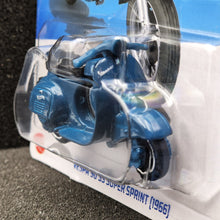Load image into Gallery viewer, Hot Wheels 2024 Vespa 90 SS Super Sprint (1966) Blue #71 Factory Fresh 6/10 New Long Card
