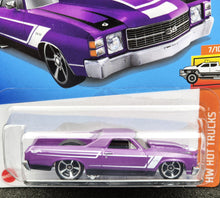 Load image into Gallery viewer, Hot Wheels 2024 &#39;71 El Camino Purple #132 HW Hot Trucks 7/10 New Long Card
