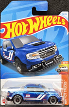 Load image into Gallery viewer, Hot Wheels 2024 &#39;22 Ford Maverick Custom Blue #196 HW Hot Trucks 10/10 New Long Card
