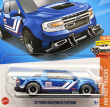 Load image into Gallery viewer, Hot Wheels 2024 &#39;22 Ford Maverick Custom Blue #196 HW Hot Trucks 10/10 New Long Card
