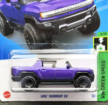 Load image into Gallery viewer, Hot Wheels 2024 GMC Hummer EV Purple #62 HW Green Speed 6/10 New Long Card
