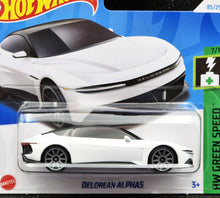Load image into Gallery viewer, Hot Wheels 2024 DeLorean Alphas White #85 HW Green Speed 7/10 New
