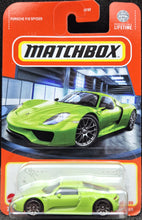 Load image into Gallery viewer, Matchbox 2024 Porsche 918 Spyder Lime Green #45 MBX Showroom New Long Card
