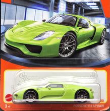 Load image into Gallery viewer, Matchbox 2024 Porsche 918 Spyder Lime Green #45 MBX Showroom New Long Card
