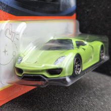 Load image into Gallery viewer, Matchbox 2024 Porsche 918 Spyder Lime Green #45 MBX Showroom New Long Card
