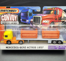 Load image into Gallery viewer, Matchbox 2006 Mercedes-Benz Actros 1857 Pipe Truck Yellow MB Convoy MB8199
