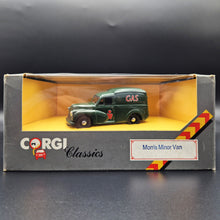 Load image into Gallery viewer, Corgi 1959 Morris Minor Van Gas Board Dark Green C957/2 1986 Corgi Classics 1:43 Die Cast Model
