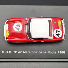 Load image into Gallery viewer, Universal Hobbies Eagle&#39;s Race 1966 M.G.B Marathon de la Route #47 Red 1092 1:43 Die Cast Model

