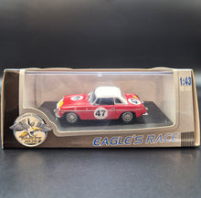 Load image into Gallery viewer, Universal Hobbies Eagle&#39;s Race 1966 M.G.B Marathon de la Route #47 Red 1092 1:43 Die Cast Model
