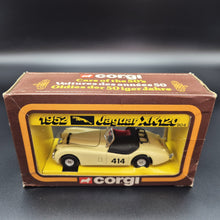 Load image into Gallery viewer, Corgi 1952 Jaguar XK120 2 Door Roadster/Rally Car Cream #804 Corgi Cars of the 50&#39;s 1:36 Die Cast Model

