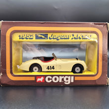 Load image into Gallery viewer, Corgi 1952 Jaguar XK120 2 Door Roadster/Rally Car Cream #804 Corgi Cars of the 50&#39;s 1:36 Die Cast Model
