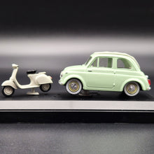 Load image into Gallery viewer, Vitesse 1957 Fiat 500 with Vespa Scooter Pale Green #008 1:43 Die Cast Model
