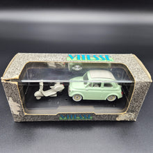 Load image into Gallery viewer, Vitesse 1957 Fiat 500 with Vespa Scooter Pale Green #008 1:43 Die Cast Model
