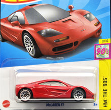 Load image into Gallery viewer, Hot Wheels 2024 McLaren F1 Red #243 HW: The &#39;90s 9/10 New Long Card
