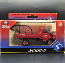 Load image into Gallery viewer, Solido 1985 Mercedes-Benz Unimog Fire Dept Tow Truck Red #2134 Toner Gam I 1:50 Die Cast Model
