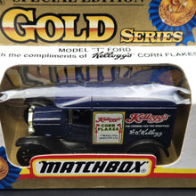 Load image into Gallery viewer, Matchbox 1996 1921 Ford Model T - Kellogg&#39;s Corn Flakes Blue #44 Gold Series Special Edition
