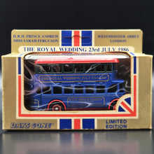 Load image into Gallery viewer, Lledo Days Gone 1932 AEC Regent Double Decker Bus Blue DG015 - The Royal Wedding 23rd July 1986
