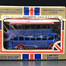 Load image into Gallery viewer, Lledo Days Gone 1932 AEC Regent Double Decker Bus Blue DG015 - The Royal Wedding 23rd July 1986
