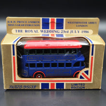 Load image into Gallery viewer, Lledo Days Gone 1932 AEC Regent Double Decker Bus Blue DG015 - The Royal Wedding 23rd July 1986
