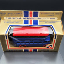 Load image into Gallery viewer, Lledo Days Gone 1932 AEC Regent Double Decker Bus Blue DG015 - The Royal Wedding 23rd July 1986
