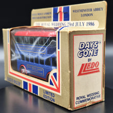 Load image into Gallery viewer, Lledo Days Gone 1932 AEC Regent Double Decker Bus Blue DG015 - The Royal Wedding 23rd July 1986

