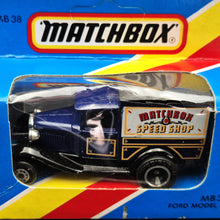 Load image into Gallery viewer, Matchbox 1986 Ford Model A Van Matchbox Speed Shop Dark Blue Series 1-75 MB38 Boxed Unopened
