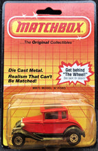 Load image into Gallery viewer, Matchbox 1985 Ford Model A Car Red Series 1-75 MB73 Long Card
