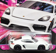 Load image into Gallery viewer, Hot Wheels 2024 Porsche 718 Cayman GT4 White Fast &amp; Furious - Women Of Fast Series 3/5 New Long Card
