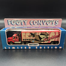 Load image into Gallery viewer, Matchbox 1995 Scania T142 Cargo Truck Red Essendon Bombers Footy Convoys

