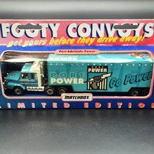 Load image into Gallery viewer, Matchbox 1995 Scania T142 Cargo Truck Aqua Blue Port Adelaide Power Footy Convoys
