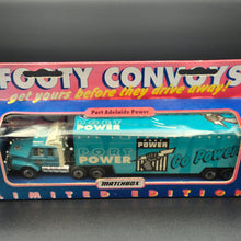 Load image into Gallery viewer, Matchbox 1995 Scania T142 Cargo Truck Aqua Blue Port Adelaide Power Footy Convoys
