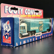 Load image into Gallery viewer, Matchbox 1995 Scania T142 Cargo Truck Aqua Blue Port Adelaide Power Footy Convoys
