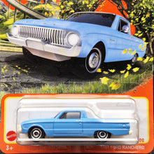 Load image into Gallery viewer, Matchbox 2021 1961 Ford Ranchero Sky Blue #96 MBX Highway New Long Card
