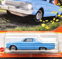 Load image into Gallery viewer, Matchbox 2021 1961 Ford Ranchero Sky Blue #96 MBX Highway New Long Card
