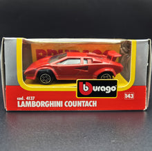 Load image into Gallery viewer, Bburago 1990 Lamborghini Countach 500 S Red #4137 1:43 Die Cast 4100 Series
