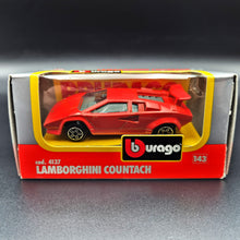 Load image into Gallery viewer, Bburago 1990 Lamborghini Countach 500 S Red #4137 1:43 Die Cast 4100 Series

