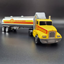 Load image into Gallery viewer, Tonka 1992 Big Rig Shell Oil Tanker Semi Truck &amp; Trailer Yellow Tonka Big Rig Series - #96045
